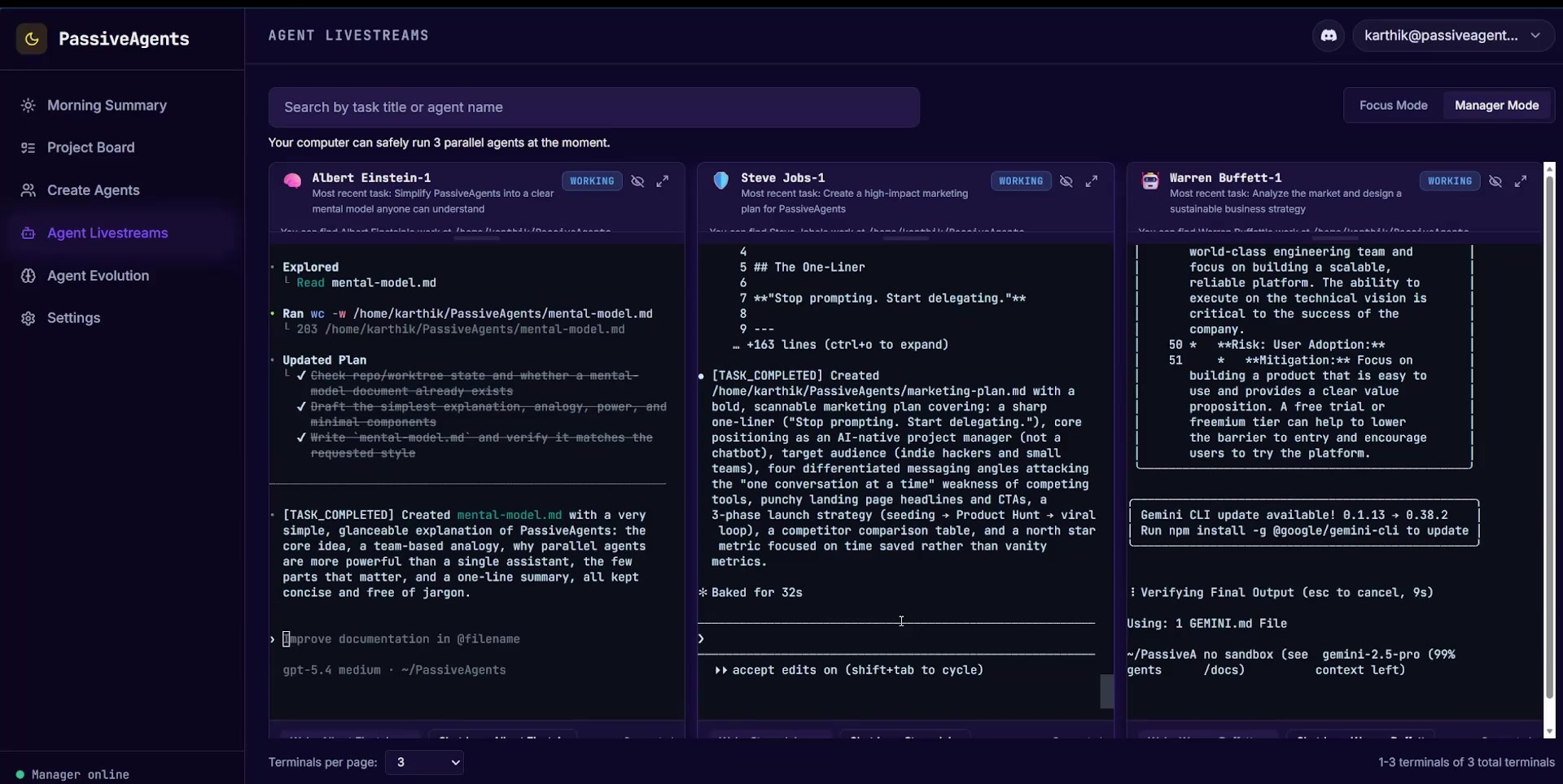 PassiveAgents — Universal AI Agent Manager